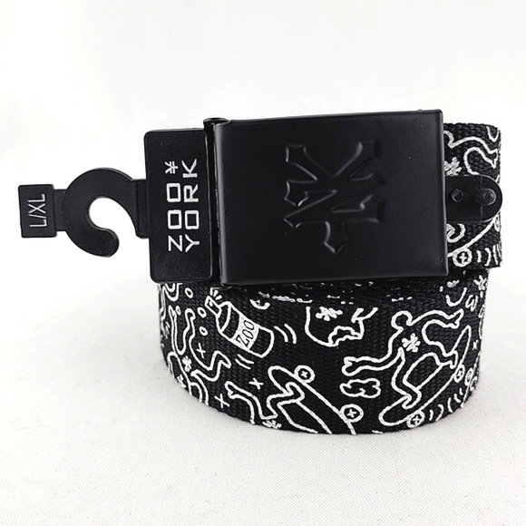 Zoo York Doodle Zoo Black White Cartoon Graphic Web Belt Adjustable Size L/XL - Picture 4 of 9